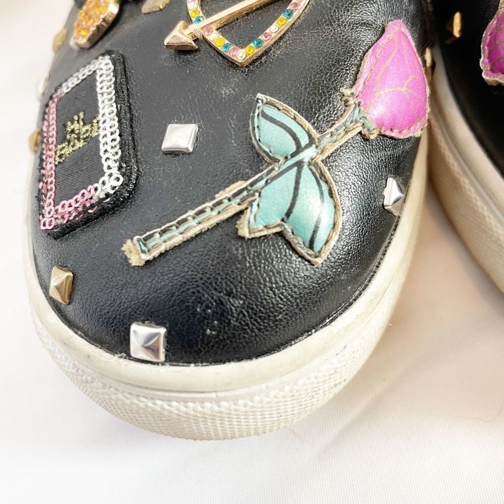 Steve Madden Jcraze Black Slip Ons Embellished 5M - Picture 10 of 12